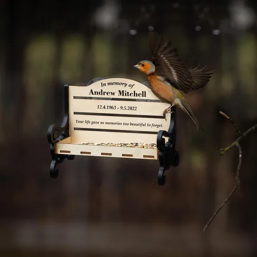 Vista 4 de Comedero de pájaros personalizado para patio exterior, regalo conmemorativo personalizado de condolencias, regalo de condolencia, regalo de funeral