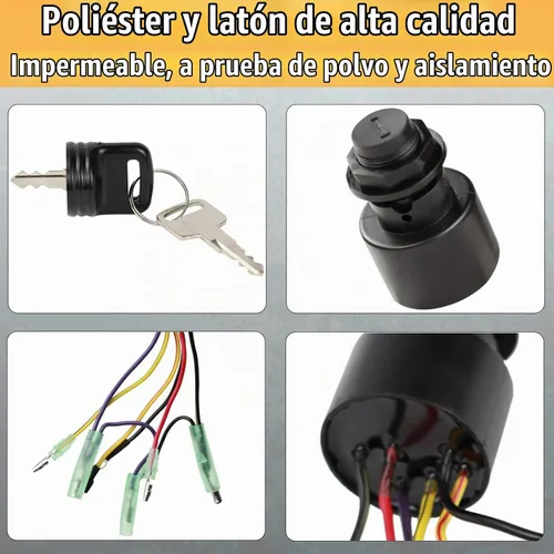 Vista 2 de Interruptor de encendido de barco con llaves 87-17009A5 87-17009A2 para caja de control de motores fueraborda Mercury con 3 posiciones y 6 cables