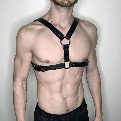 Vista 2 de Hombres Arnés Tops Espada Cinturón Cuero PU Cuerpo Bondage Ropa Correa Ajustable