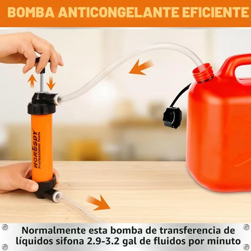 Vista 6 de Kit de bomba de transferencia de sifón multiuso HORUSDY Bombas de combustible manuales de mano para gas, aceite, agua con manguera de aire, bomba