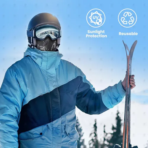 Vista 3 de Beehow Bufanda calentadora de cuello para hombre, equipo de invierno, polaina para el cuello, máscara facial resistente al viento