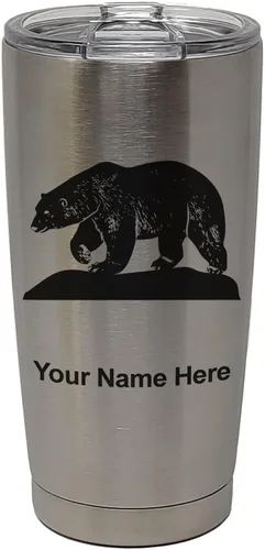 Vista 34 de LaserGram Vaso aislado al vacío de 20 onzas, oso polar, grabado personalizado incluido (negro)