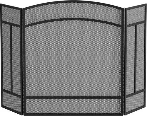Vista 3 de Fire Beauty 3 Panel de hierro forjado Chimenea Pantalla Cubierta protectora de chispas (negro)