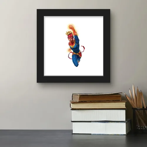 Vista 5 de Trends International Gallery Pops Marvel Comics Avengers - Póster de pared de Capitana Marvel, 12 x 12 pulgadas, versión enmarcada en negro
