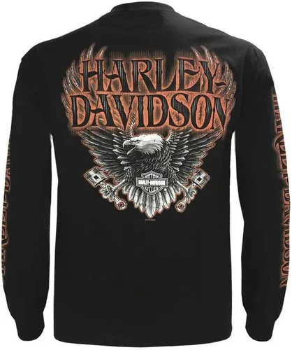 Vista 2 de Camiseta de manga larga Harley-Davidson para hombre, diseño Eagle Piston, color negro 30299947