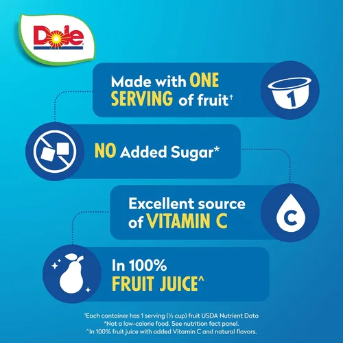Vista 3 de Dole - Tazones de peras en cubos en jugo 100% de fruta, 4 oz, 12 tazas en total, sin gluten ni lácteos, refrigerios a granel para niños y adultos