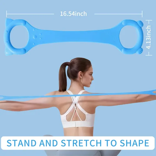 Vista 4 de Figura 8 Banda de resistencia de fitness con asas, cuerda elástica de entrenamiento de brazo y espalda para entrenamiento de barra pura, pecho