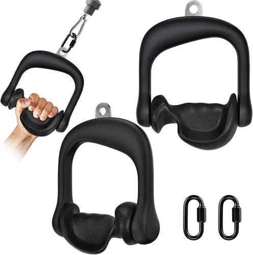 Vista 9 de BeneLabel Accesorio de cable con mango en D, accesorios de cable para gimnasio, agarre antideslizante y cómodo, mango de aleación de aluminio