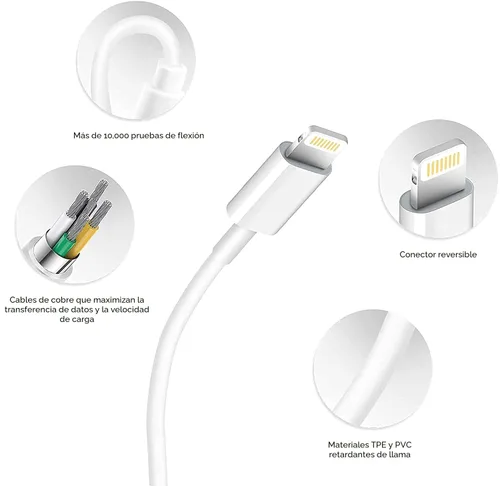 Vista 5 de [Certificado Apple MFi] Cargador de iPhone, paquete de 2 cables Lightning de carga Apple y cargador de pared USB rápido rápido adaptador de enchufe