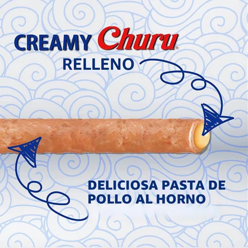 Vista 3 de INABA - Rollos de churu para perros, sin granos, suaves y masticables, rellenos de pollo horneado, 0.42 onzas cada palo, 24 golosinas en total