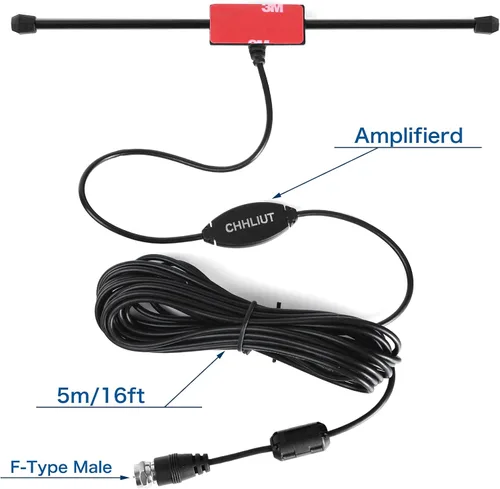 Vista 2 de Universal FM Radio Dipolo Antena Tornillo F Macho Enchufe para el Hogar AV Audio Receptor Estéreo Interior 75 Ohm 16ft