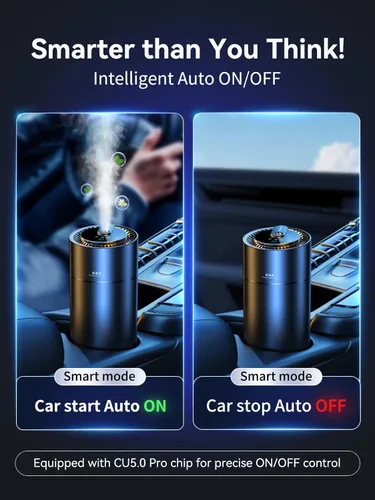 Vista 5 de Ceeniu Ambientadores inteligentes para automóvil, nueva experiencia de olor por niebla ultrasónica, encendido/apagado automático, potente batería