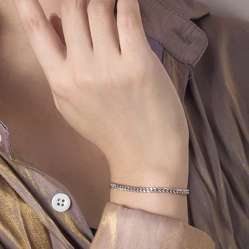Vista 4 de H&Beautimer Pulsera de plata de ley 925 maciza para hombre y mujer, 3-0.157-0.197 in, pulsera de cadena cubana, unisex, joyería de fiesta, pulsera