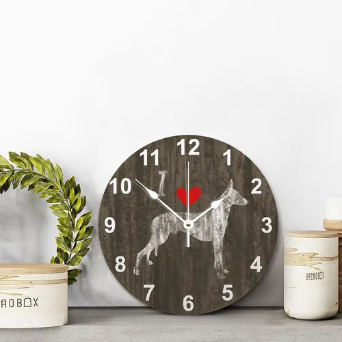 Vista 2 de I Love Doberman Clock Weathered Doberman Decorative Wall Clocks Estilo-7