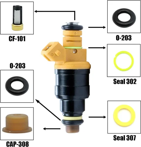Vista 3 de HiSport Kits de servicio de reconstrucción de inyectores de combustible para motores EV1 universales juntas tóricas de inyector, espaciadores