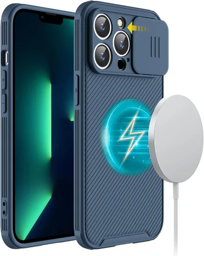 Vista 10 de Compatible con iPhone 13 Pro Max, funda para iPhone 13 Pro Max con cubierta deslizante para lente, funda magnética delgada para iPhone 13 Pro Max