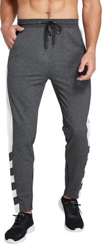 Vista 2 de EUTROPOON Pantalones deportivos de gimnasio para hombre, pantalones deportivos ajustados de hip hop, pantalones ajustados para correr con bolsillos