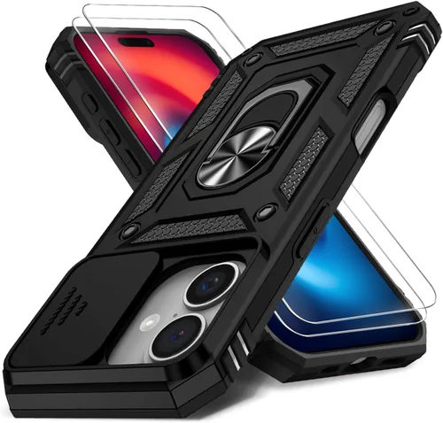 Vista 37 de Funda HakkTaoo para iPhone 13/iPhone 14 de 6.1 Pulgadas con Funda Deslizante para Cámara + Protector de Pantalla (2 Paquetes), Funda Protectora a