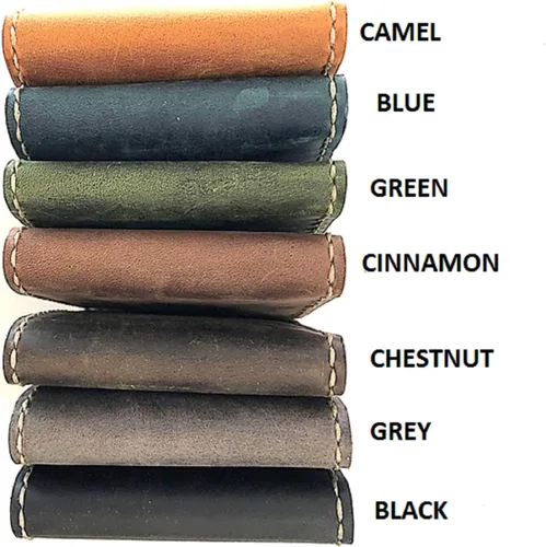 Vista 7 de Cartera de cuero para hombres I Crazy Horse I Slim Wallet para hombres y mujeres diseño único para hombre I Best Gift Idea forro polar verde