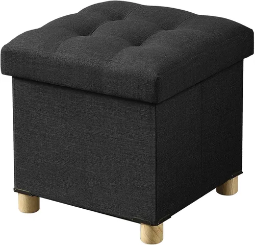 Vista 7 de BRIAN & DANY Ottoman with Storage, Small Storage Ottoman for Dorm, Linen Folding Ottoman Foot Stool with Legs for Living Room and Bedroom Gris