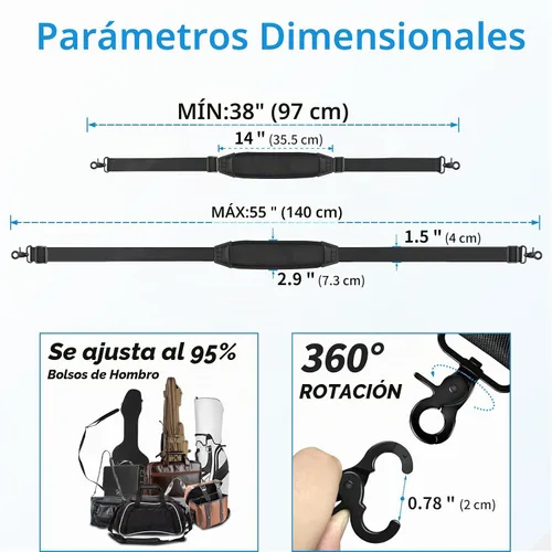 Vista 2 de FIEIL Correa de lona 3D ultra cómoda con cojín de aire 3D, correa universal de hombro para laptop de 55 pulgadas, con hebillas dobles ajustables