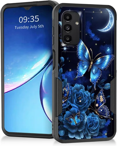 Vista 194 de Funda para Galaxy A14 5G, resistente de doble capa híbrida de policarbonato duro, goma suave, a prueba de golpes, funda protectora resistente