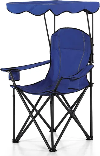 Vista 16 de ALPHA CAMP Silla de camping de gran tamaño con toldo de sombra, sillas de césped plegables