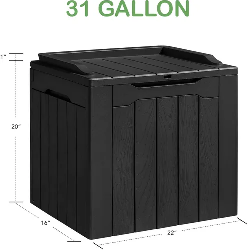 Vista 4 de Homall Caja de resina de 31 galones, impermeable, almacenamiento al aire libre, con cerradura, contenedor de organización y almacenamiento para Negro