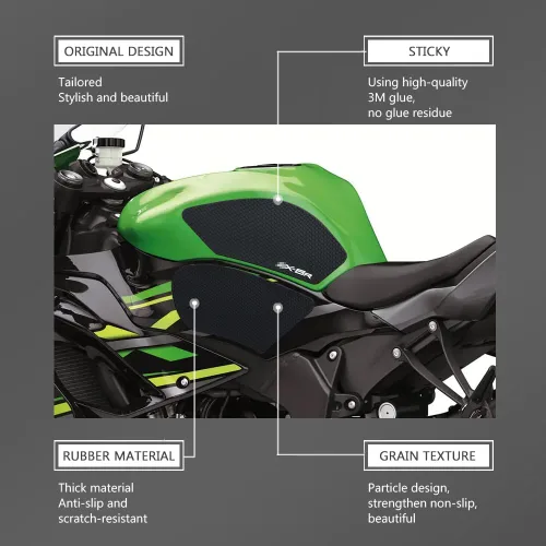 Vista 3 de Para Kawasaki Ninja ZX-6R / ZX-636 ZX6R ZX636 2009-2023 2024 2025 Accesorios para motocicleta Almohadilla lateral para tanque de combustible