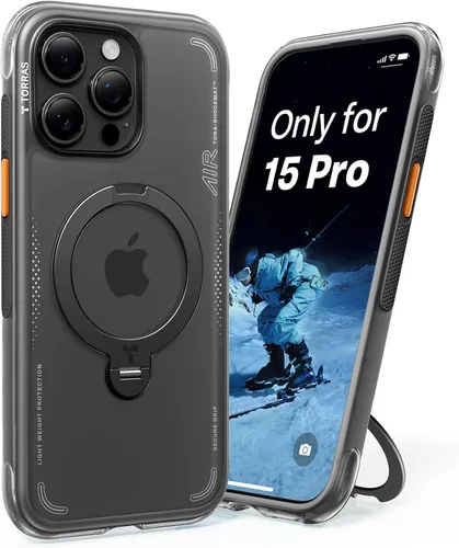 Vista 10 de TORRAS Ostand Q3 Air - Funda para iPhone 17 Pro con soporte magnético de 360°, compatible con MagSafe, probada contra caídas de grado mil, botón