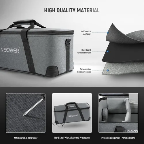 Vista 4 de NEEWER Bolsa de transporte con correa para el hombro, asa, espuma móvil acolchada para luz de estudio CB300C CB200C FS300C FS230C FS150C CB300B
