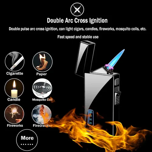 Vista 2 de Black Dragon - Encendedor de arco y butano 2 en 1, linterna de llama de chorro, recargable por USB, resistente al viento, recargable para barbacoas