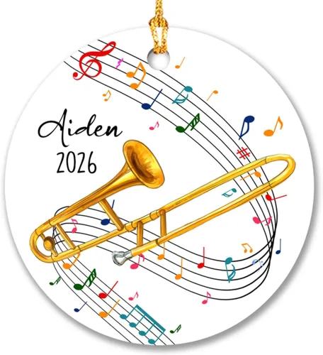 Vista 13 de Adorno de acordeón personalizado de Navidad con nombre, adorno de acordeón personalizado para árbol de Navidad 2026, adorno de acordeón