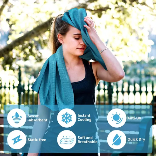 Vista 5 de YESLIFE Paquete de 4 toallas refrescantes de 40 x 12 pulgadas, toallas de gimnasio para hombres y mujeres, toallas de entrenamiento suaves y Negro