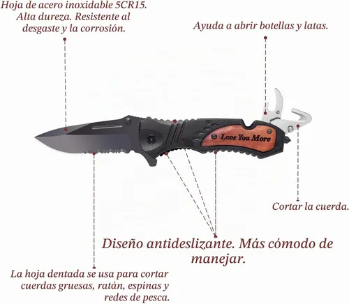 Vista 3 de Cuchillos personalizados para hombres, cuchillo de bolsillo grabado personalizado, idea de aniversario de madera para él, idea de Navidad para 51.2