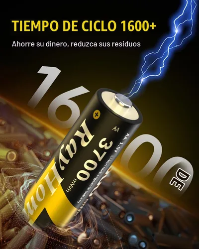 Vista 4 de Paquete de 4 baterías recargables de litio AA de 3700 mWh para cámara Blink al aire libre