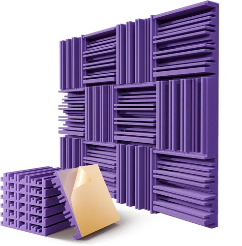 Vista 8 de Paquete de 8 paneles de espuma a prueba de sonido autoadhesivos para pared, paneles acústicos de 12 x 12 x 2 pulgadas, espuma de insonorización