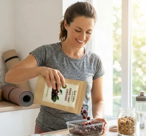 Vista 6 de Taste Valley Cerezas ácidas secas – 100% naturales sin OMG sin gluten – Sin conservantes artificiales – Cerezas Montmorency prémium para aperitivos