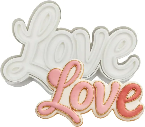 Vista 13 de Juego de 11 cortadores de galletas de amor con sello 3D de ácido poliláctico (PLA) para cocina, pastel, vestido de boda, formas de anillo de amor