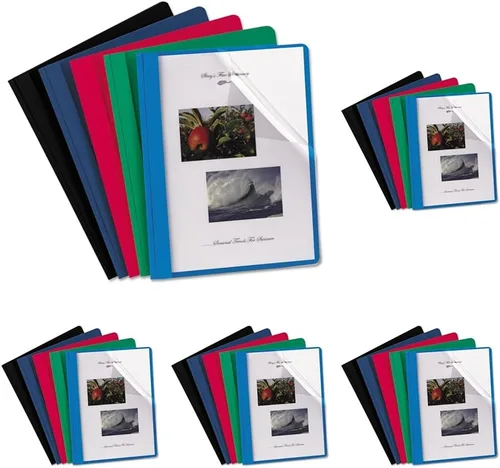 Vista 8 de Fundas para documentos con parte frontal transparente y lomo de polipiel (cajas de 25 unidades), de Oxford, Transparente