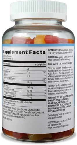 Vista 2 de Amazon Basics Aceite de pescado 303 mg, sabores de limón, naranja y fresa-plátano, 90 gomitas (2 por porción), ácidos grasos omega-3 EPA y DHA