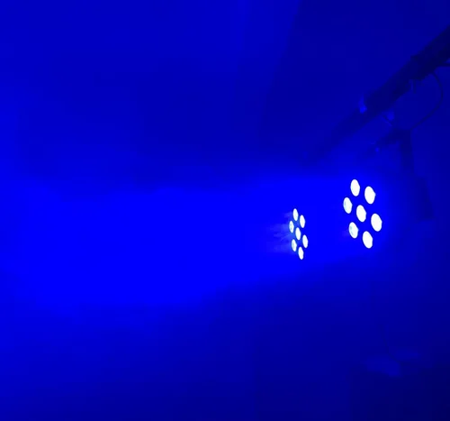 Vista 7 de Luces LED Par 4 Uplights de escenario 7x12W RGBW activado por sonido DMX512 Control brillante luces DJ para escenario, fiesta, club, discoteca