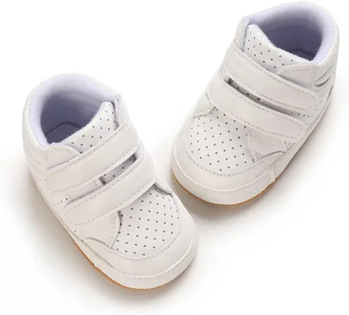 Vista 4 de E-FAK Zapatos de bebé para niños y niñas, zapatillas para bebés, suela de goma antideslizante, zapatos de cuna para primeros pasos de niños pequeños