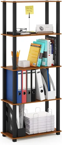 Vista 130 de Furinno Turn-N-Tube - Estantes de almacenamiento, estante para libros de 3 niveles, estante esquinero, estantes abiertos sin herramientas