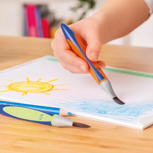 Vista 6 de Pelikan Griffix - Juego de pinceles de pintura para niños, 5 piezas ergonómicas con asas triangulares y cerdas sintéticas, suministros de arte