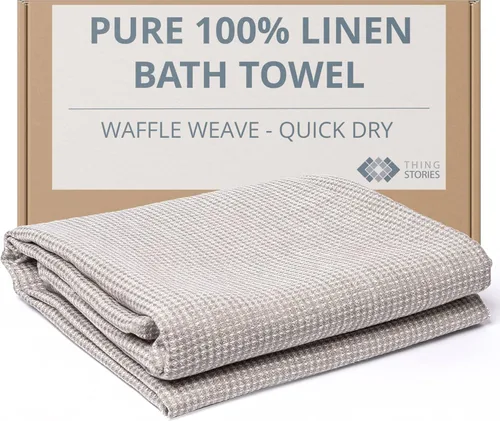 Vista 12 de Pure Linen - Juego de 2 toallas de baño pequeñas de 20 x 40 pulgadas de secado rápido para pieles sensibles, toallas finas para baño, toalla ligera