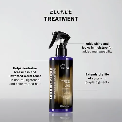Vista 2 de TRUSS Spray para el cabello morado y tóner rubio - Spray para aclarar el cabello y reconstructor con tonificación personalizable - Deluxe Prime