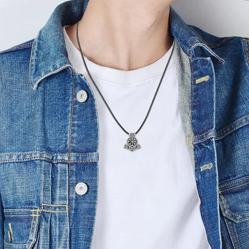 Vista 2 de YOSOPRETTY Viking Necklace for Men 925 Sterling Silver Berserk Behelit Mjolnir Thor Hammer Pendant Necklace Norse Viking Jewelry Gifts for Men Boys