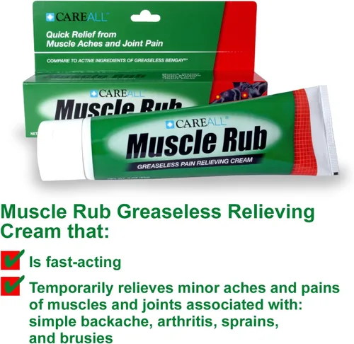 Vista 4 de CareAll Muscle Rub Crema no grasa de 3.0 onzas (paquete de 3) Ultra Fuerza. Alivio de dolores menores y dolores en músculos y articulaciones. 10%
