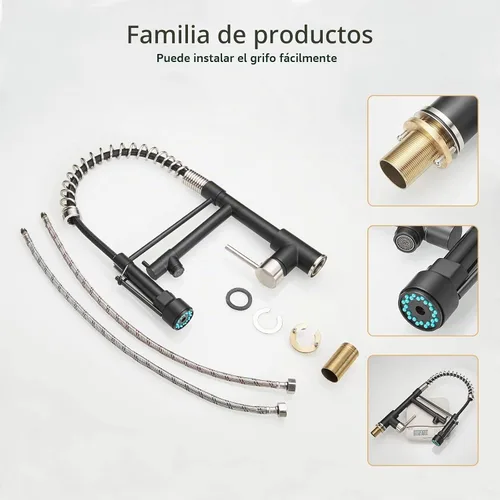 Vista 5 de AIMADI Kitchen Sink Faucet with Pull Down Sprayer,Matte Black Grifo de cocina de acero inoxidable sin plomo, con un solo mango, para cocina, bar